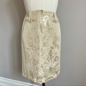 Luisa Cerano Italy Brocade Jacquard Knee Skirt - Medium